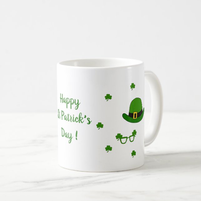Happy St Patri Minimalistische Niedliche Kaffee Ta Kaffeetasse (VorderseiteRechts)