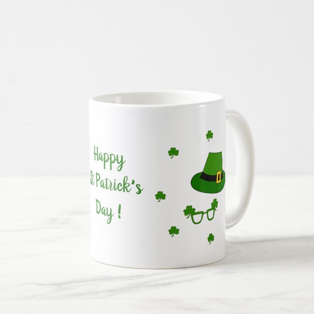 Happy St Patri Minimalistische Niedliche Kaffee Ta Kaffeetasse (VorderseiteRechts)