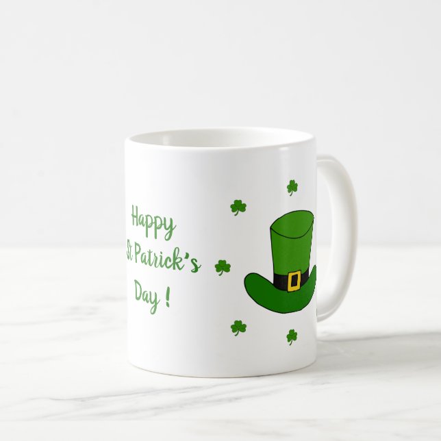 Happy St Patri Minimalistische Niedliche Kaffee Ta Kaffeetasse (VorderseiteRechts)