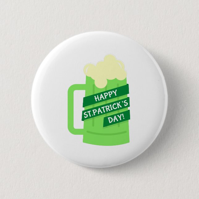 Happy-st-Patrick-Bier Button (Vorderseite)