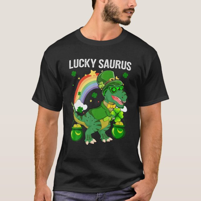 Happy St Patrick Day Funny Lucky Niedlich Saurus m T-Shirt (Vorderseite)