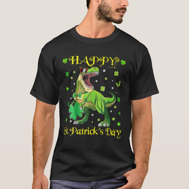 Happy St Patrick Day Hat Irish Rex Dinosaur Shamro T-Shirt (Vorderseite)
