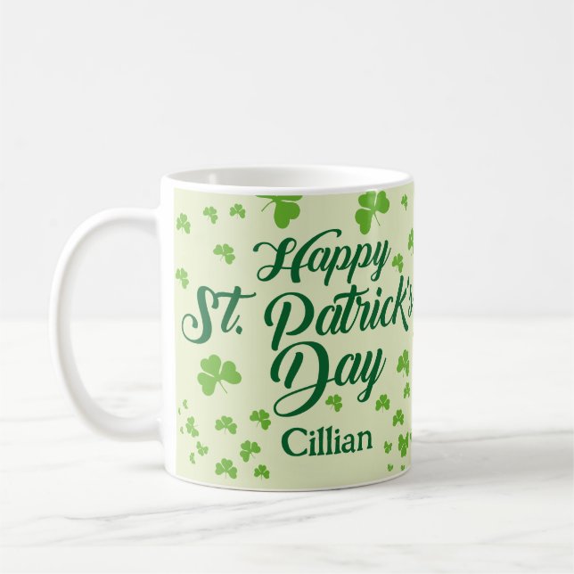 Happy-st-Patrick-Day-Kleeblatt Kaffeetasse (Links)