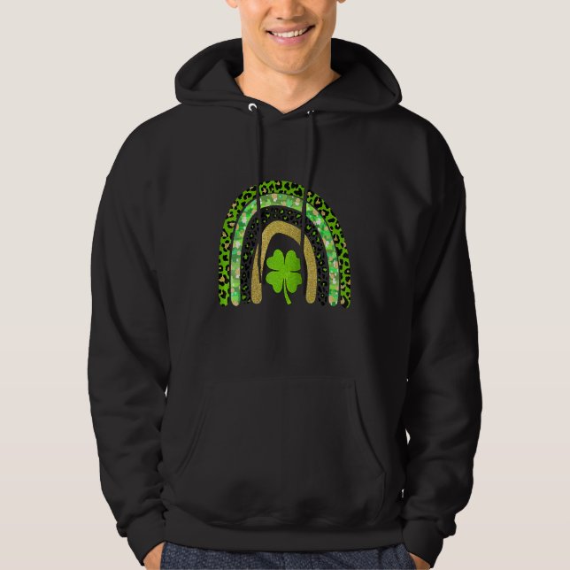 Happy St Patrick Day Lucky Rainbow Clover Hoodie (Vorderseite)