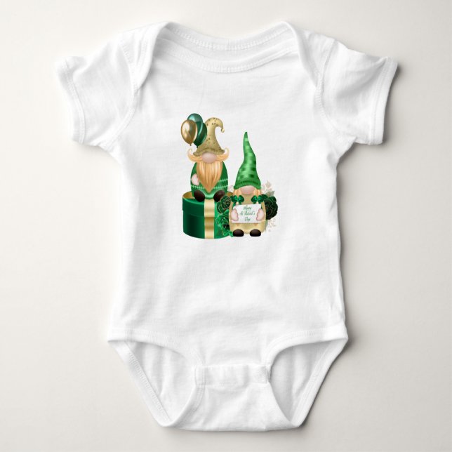 Happy St. Patrick Gnomes Baby Strampler (Vorderseite)