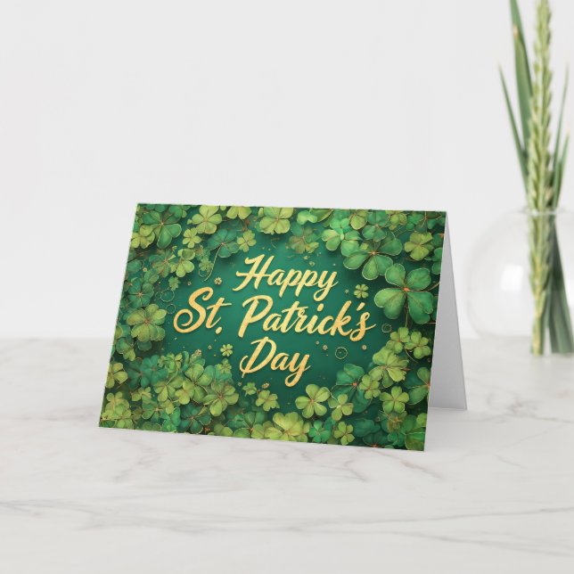 Happy St. Patrick’s Day Clover Design Karte (Vorderseite)