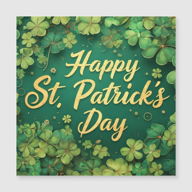 Happy St. Patrick’s Day Clover Design Magnetkarte (Vorderseite)
