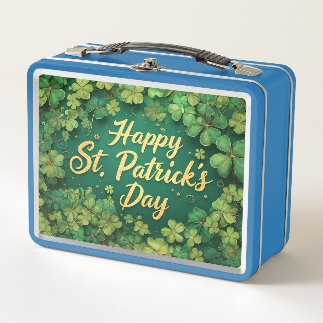 Happy St. Patrick’s Day Clover Design Metall Brotdose (Vorderseite)