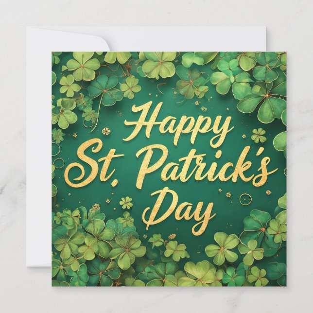 Happy St. Patrick’s Day Clover Design Mitteilungskarte (Vorderseite)