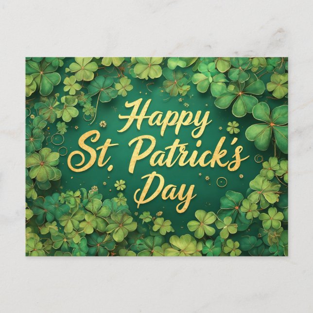 Happy St. Patrick’s Day Clover Design Postkarte (Vorderseite)