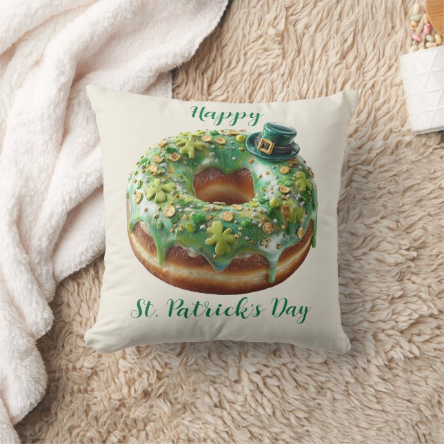 Happy St. Patrick’s Day Donut with Leprechaun Hat Kissen (Decke)