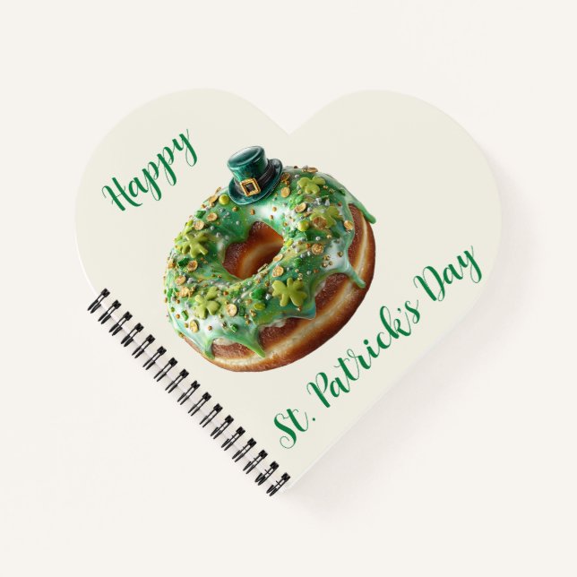 Happy St. Patrick’s Day Donut with Leprechaun Hat Notizbuch (Vorderseite)