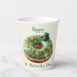 Happy St. Patrick’s Day Donut with Leprechaun Hat Pappbecher