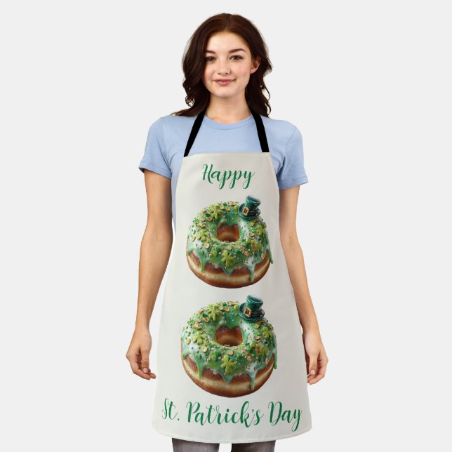 Happy St. Patrick’s Day Donut with Leprechaun Hat Schürze (Getragen)