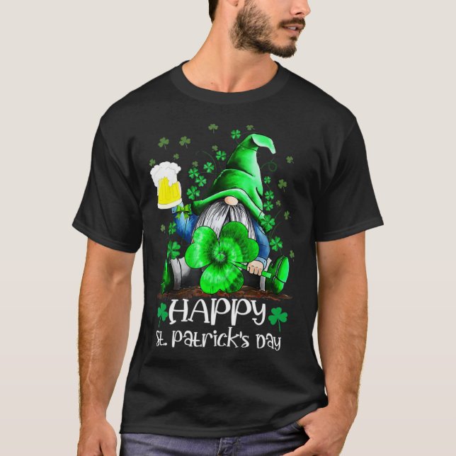 Happy St Patrick s Day Gnome Tie Dye Shamrock T-Shirt (Vorderseite)