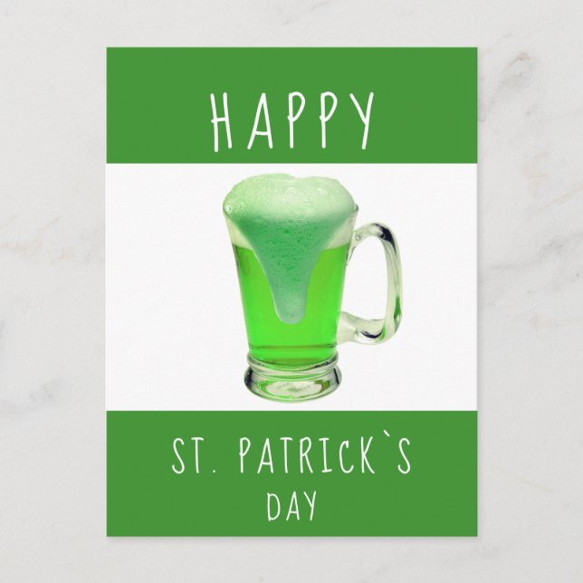 Happy St. Patrick`s Day Green Beer Postkarte (Vorderseite)