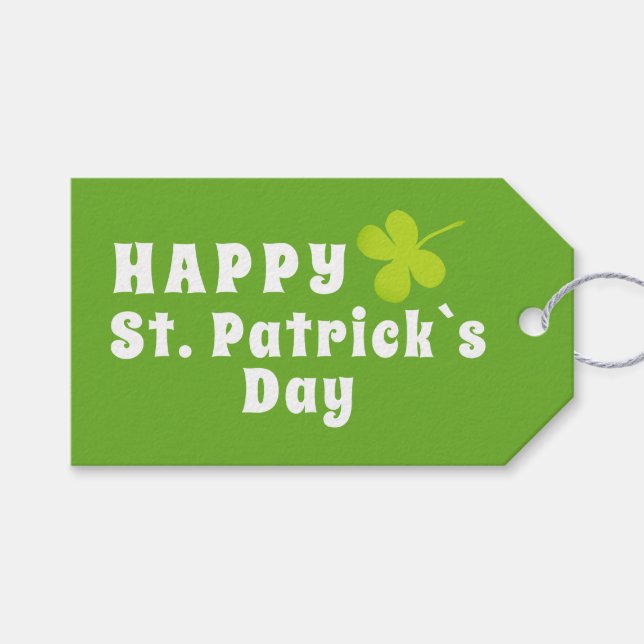 Happy St Patrick`s Day Green Lucky Kleeblatt Geschenkanhänger (Vorderseite (Horizontal))