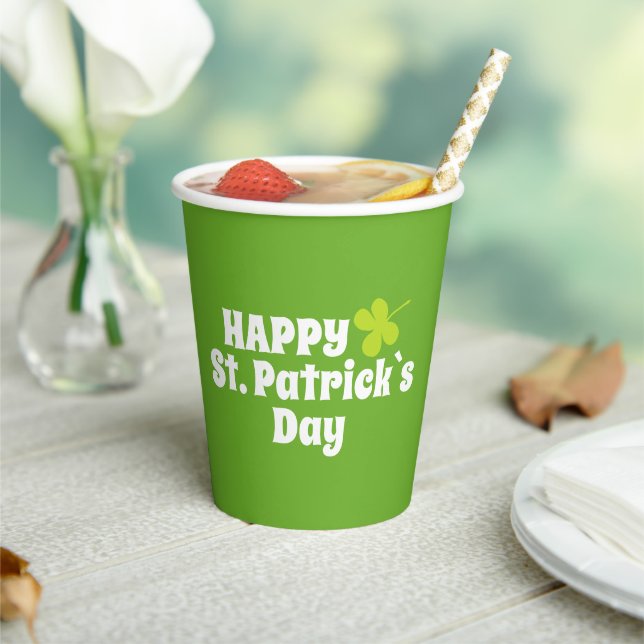 Happy St Patrick`s Day Green Lucky Kleeblatt Pappbecher (In Situ)