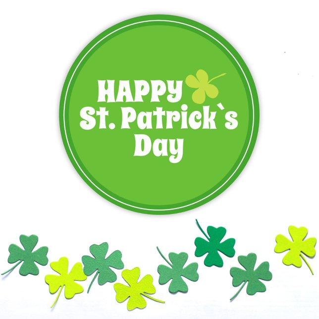 Happy St Patrick`s Day Green Lucky Kleeblatt Runder Aufkleber (Von Creator hochgeladen)
