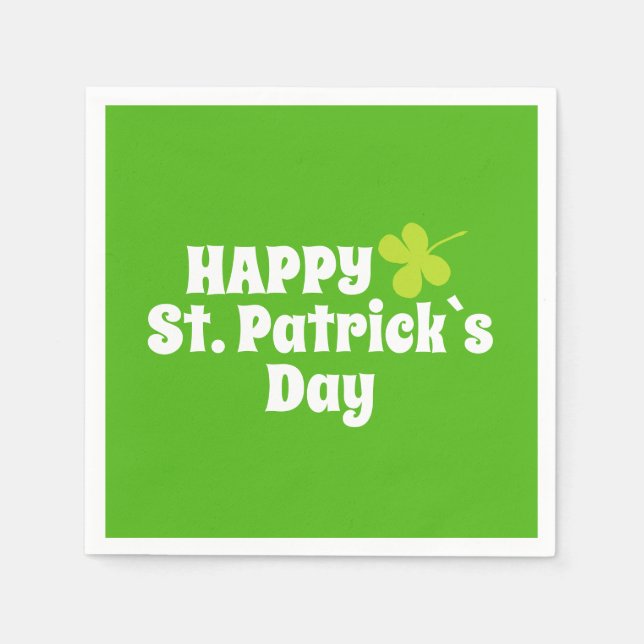 Happy St Patrick`s Day Green Lucky Kleeblatt Serviette (Vorderseite)