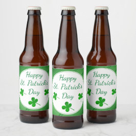 Happy St. Patrick`s Day Irish Green Kleeblatt Bierflaschenetikett