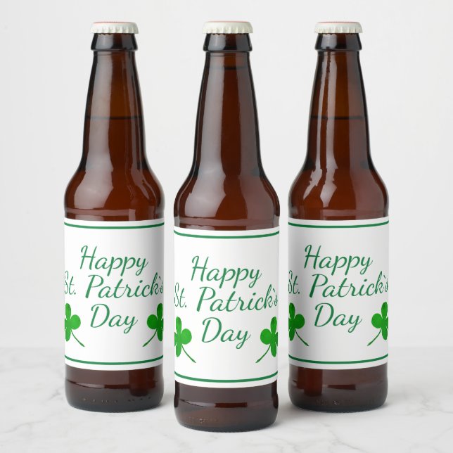 Happy St. Patrick`s Day Irish Green Kleeblatt Bierflaschenetikett (Flaschen)