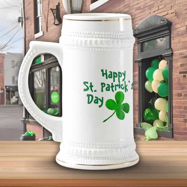 Happy St. Patrick`s Day Irish Green Kleeblatt Bierglas (Von Creator hochgeladen)