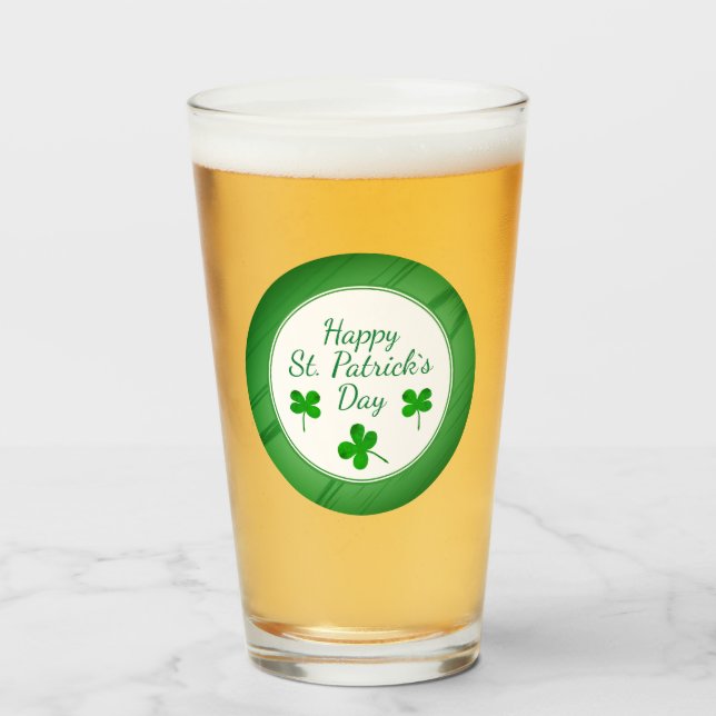 Happy St. Patrick`s Day Irish Green Kleeblatt Glas (Vorne (Gefüllt))