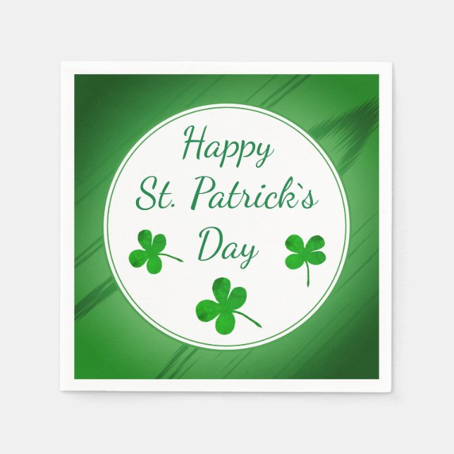 Happy St. Patrick`s Day Irish Green Kleeblatt Serviette (Vorderseite)
