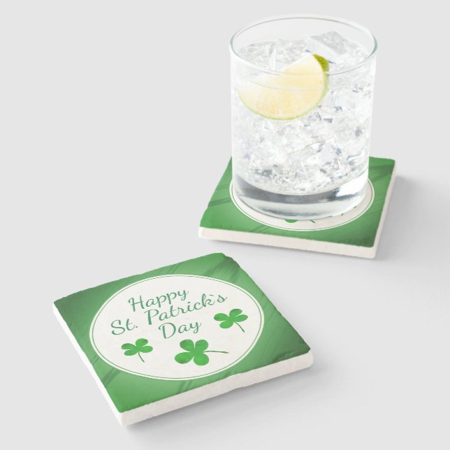 Happy St. Patrick`s Day Irish Green Kleeblatt Steinuntersetzer (Seitenansicht)