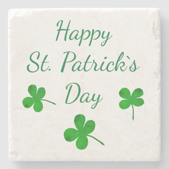 Happy St. Patrick`s Day Irish Green Kleeblatt Steinuntersetzer (Vorderseite)