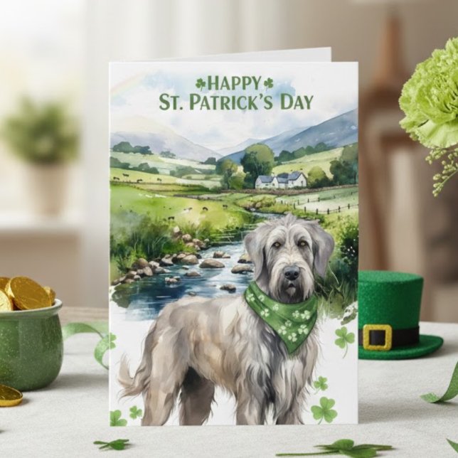 Happy St. Patrick’s Day Irish Wolfhound Watercolor Karte (Von Creator hochgeladen)