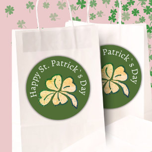 Happy St. Patrick`s Day Kleeblatt Clover Green Runder Aufkleber
