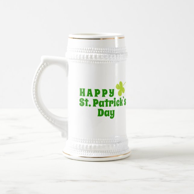 Happy St Patrick`s Day Kleeblatt Green Bierglas (Links)
