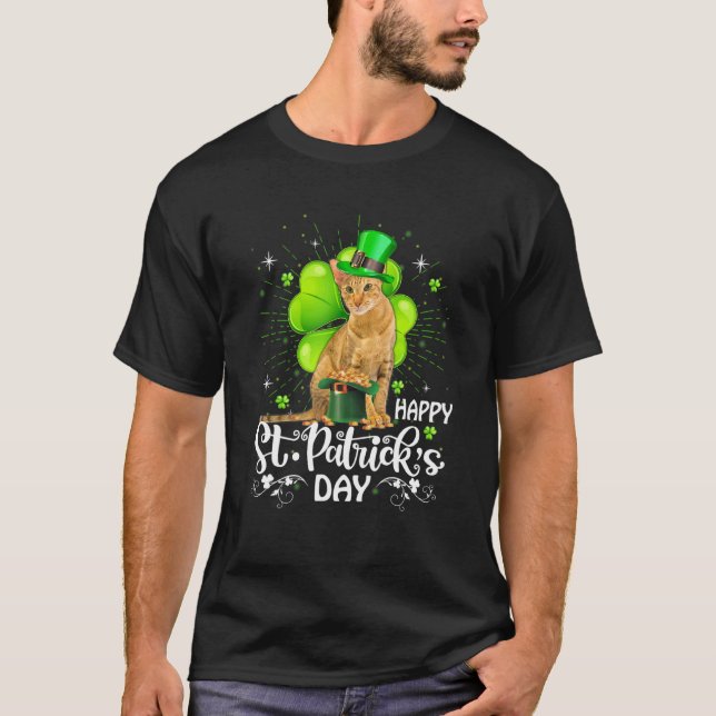 Happy St Patrick S Day Oriental Cat Kleeblatt Luck T-Shirt (Vorderseite)