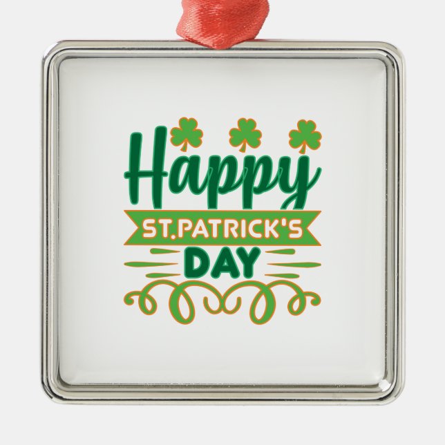 Happy ST Patrick S Day Ornament Aus Metall (Vorne)