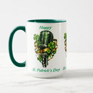 Happy St. Patrick’s Day Shamrock & Microphone Tasse