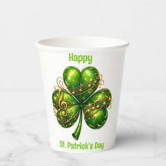 Happy St. Patrick’s Day Shamrock Music Pappbecher
