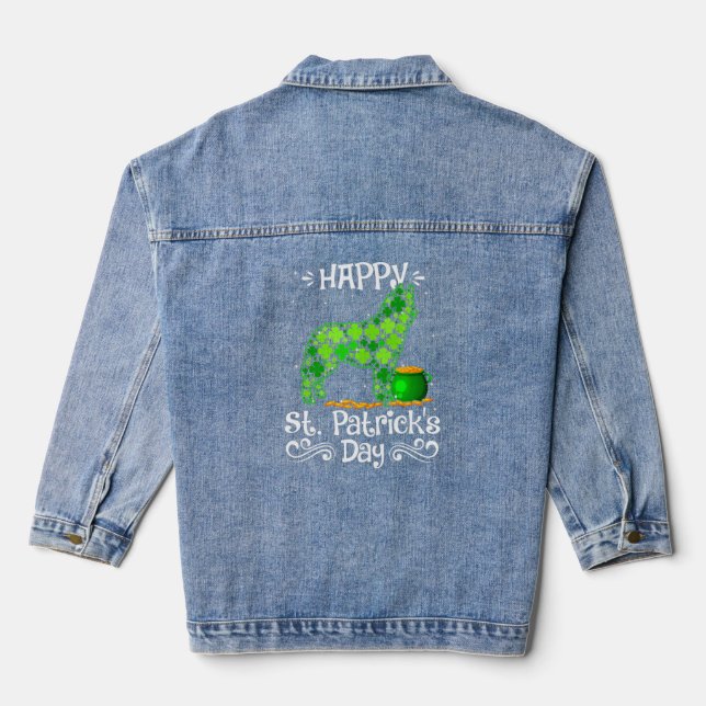 Happy St Patrick S Day Siberian Husky Dogs Shamroc Jeansjacke (Rückseite)