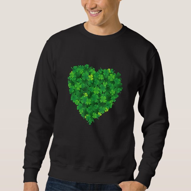 Happy St Patrick Shamrock Heart Graphic Men Women  Sweatshirt (Vorderseite)