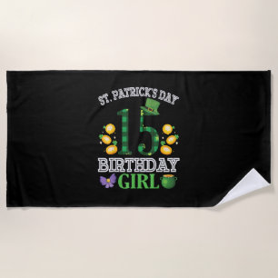 Happy St Patrick's Day 15 Jahre alt Geburtstag Lep Strandtuch