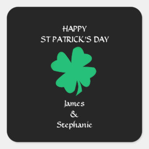 Happy St Patrick's Day 2024 Individuelle Name Klee Quadratischer Aufkleber