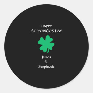 Happy St Patrick's Day 2024 Individuelle Name Klee Runder Aufkleber