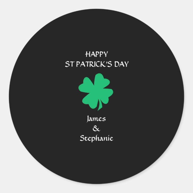 Happy St Patrick's Day 2024 Individuelle Name Klee Runder Aufkleber (Vorderseite)