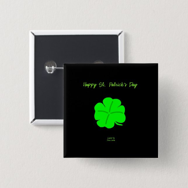 Happy St. Patrick's Day 2 Inch Square Button (Vorne & Hinten)