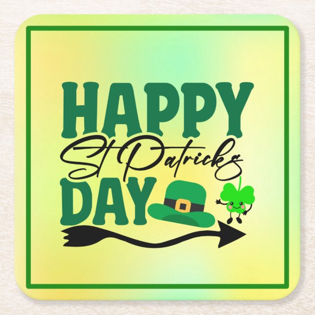 Happy St. Patrick's Day-66592 Rechteckiger Pappuntersetzer (Vorderseite)