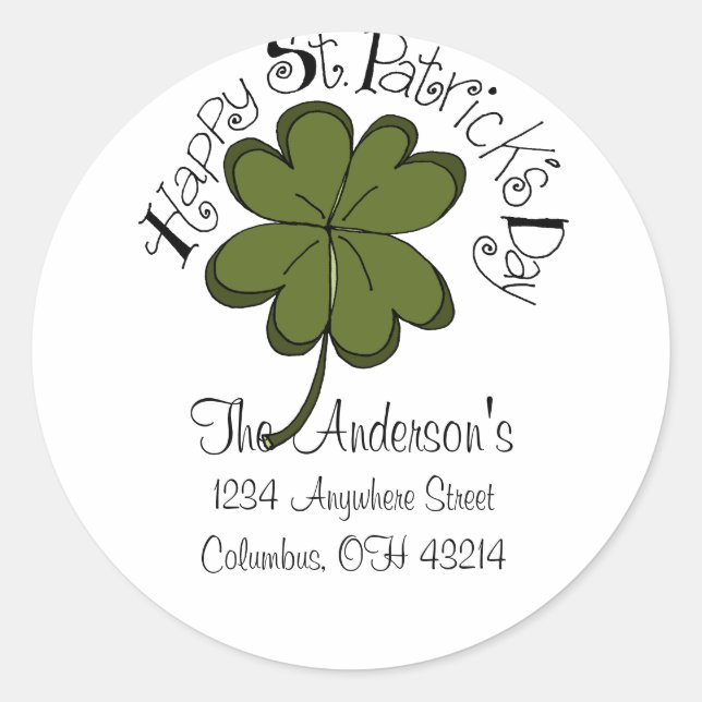 Happy St. Patricks Day Address Labels Runder Aufkleber (Vorderseite)