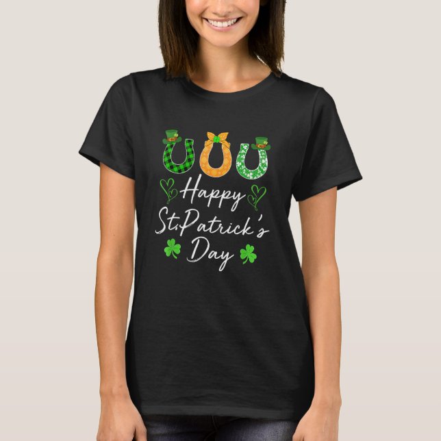 Happy St Patricks Day and Kleeblatt Classic Horse  T-Shirt (Vorderseite)