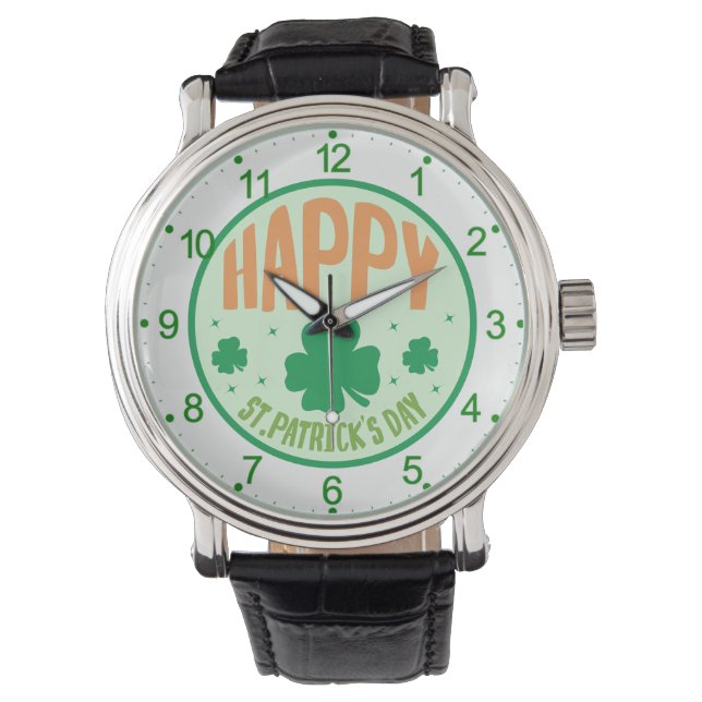 Happy St Patrick's Day Armbanduhr (Vorderseite)