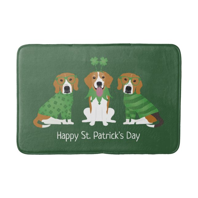 Happy St Patricks Day Beagle Hunde Badematte (Vorderseite)